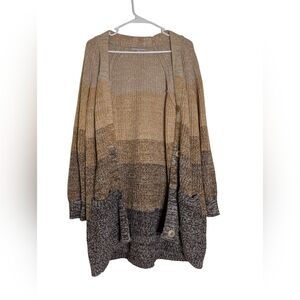 Woman Within Tan and Brown Ombre Cardigan